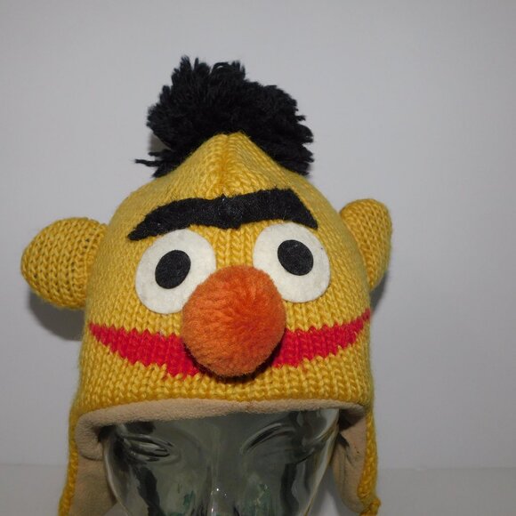 DeLux Knitwits OS Adult Sesame Street Bert lined Wool Winter hat Toque - Picture 2 of 7